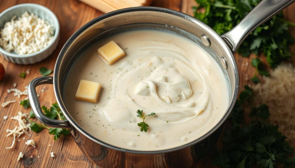 Creamy Alfredo Sauce Preparation