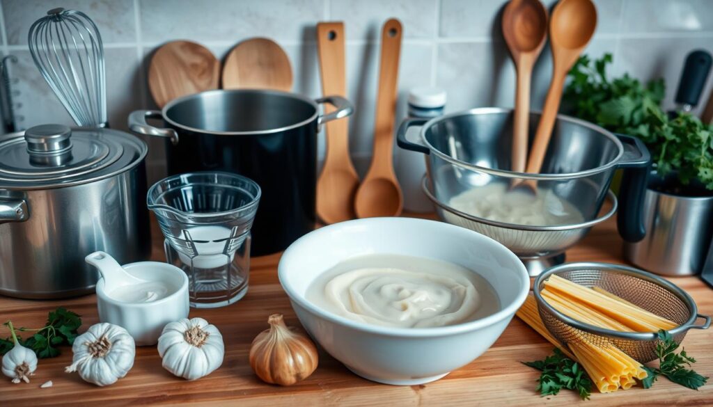 Kitchen Equipment for Creamy Pasta Preparation