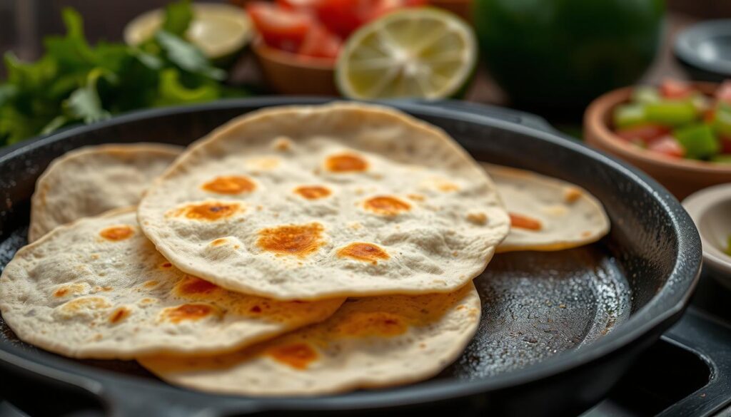 Warming Tortillas for Spicy Shrimp Tacos