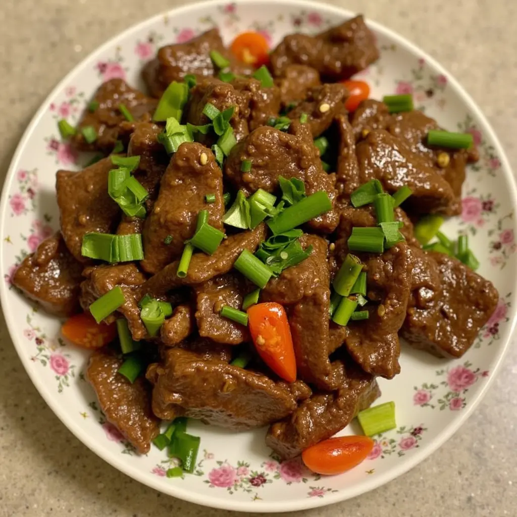 Beef heart stew with root vegetables and a flavorful broth, perfect for a hearty meal.