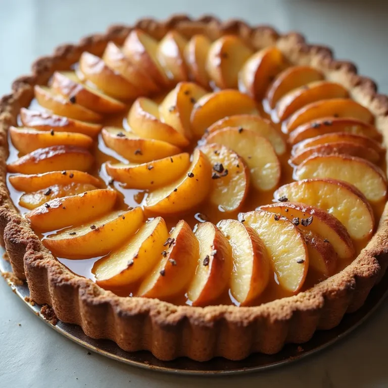 Delicious caramel apple pie with golden crust and rich caramel drizzle