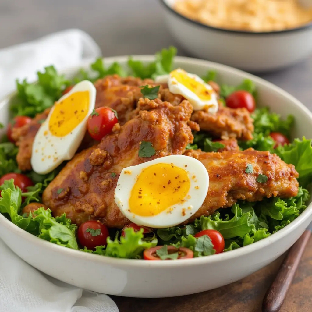 Chicken Shawarma Bowl drizzled with tahini sauce and herbs