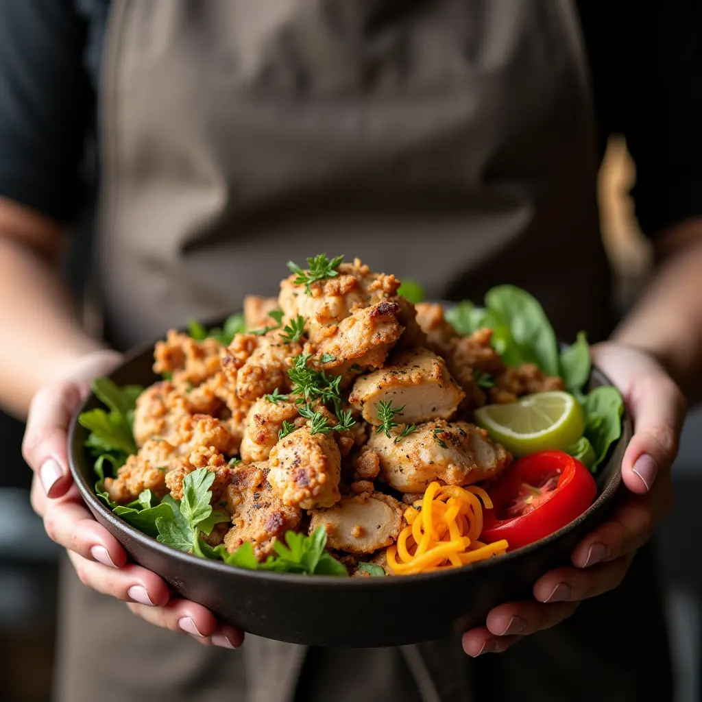 Ingredients for making a Chicken Shawarma Bowl laid out on the table