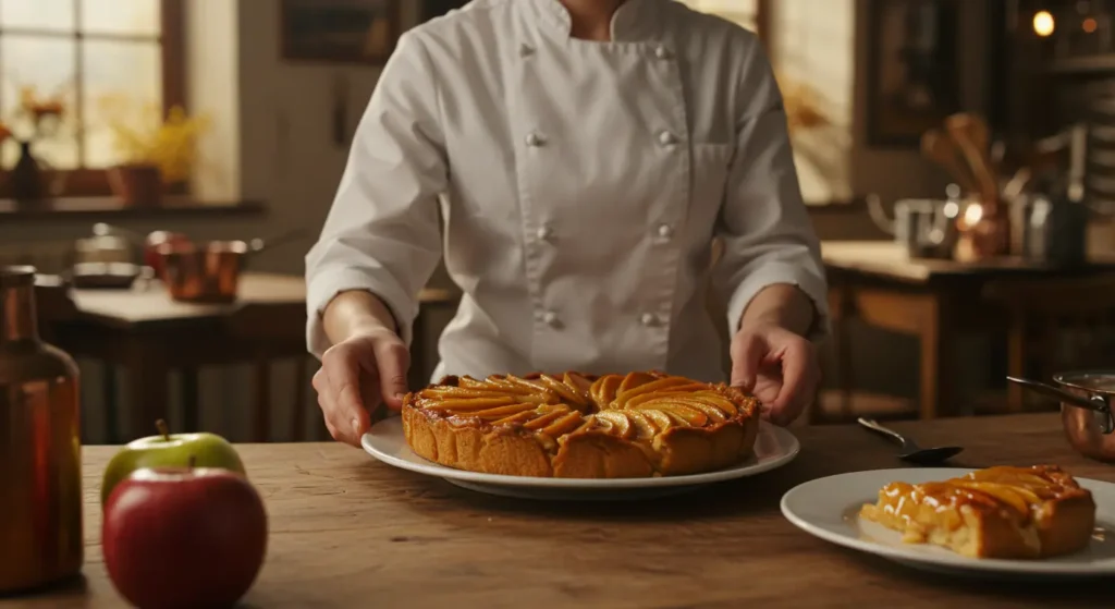 Homemade caramel apple pie with a flaky crust and gooey caramel filling