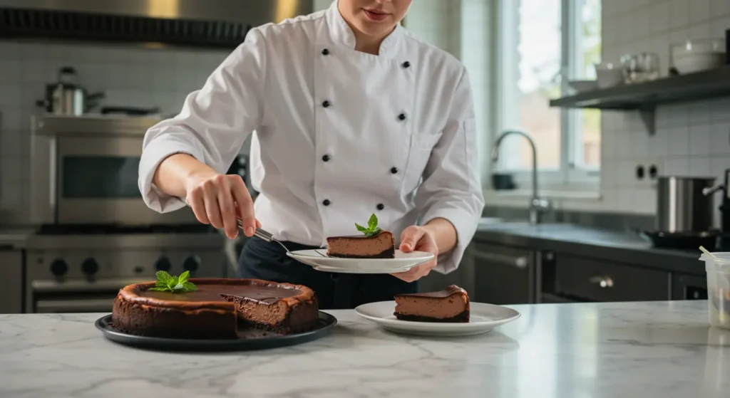 Rich and creamy chocolate cheesecake with a smooth, decadent layer.