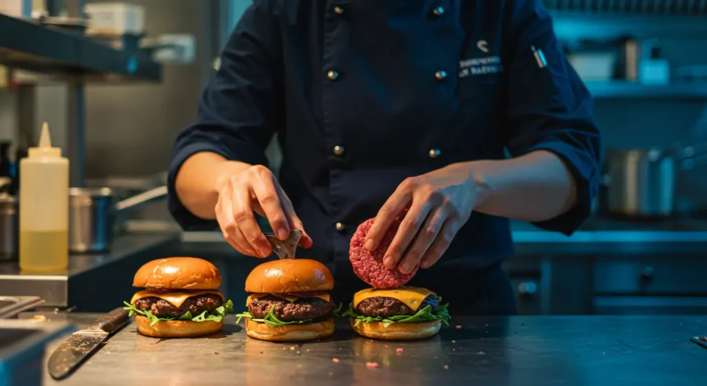  Flavorful Wagyu Beef Burger with gourmet toppings.