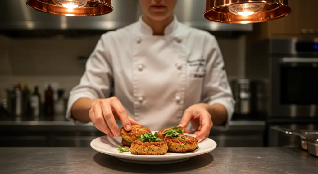 Homemade tuna patties on a plate, served with a tangy sauce, perfect for a quick and healthy dinner.