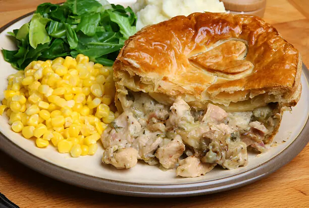 Pillsbury Chicken Pot Pie with a golden, flaky crust and creamy chicken and vegetable filling.