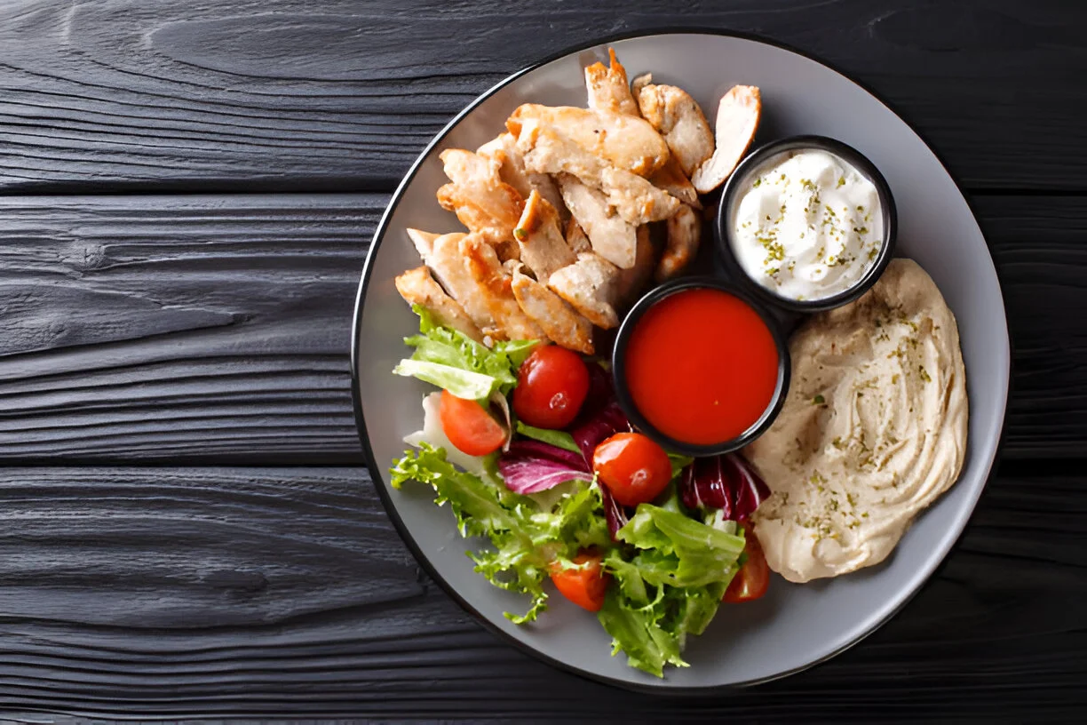 Chicken Shawarma Bowl with tender grilled chicken and fresh vegetables