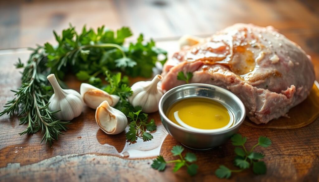 Herb and Garlic Lamb Marinade Preparation