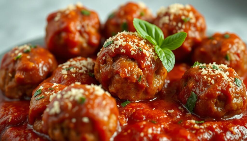 Parmesan-Crusted Meatballs with Marinara Sauce